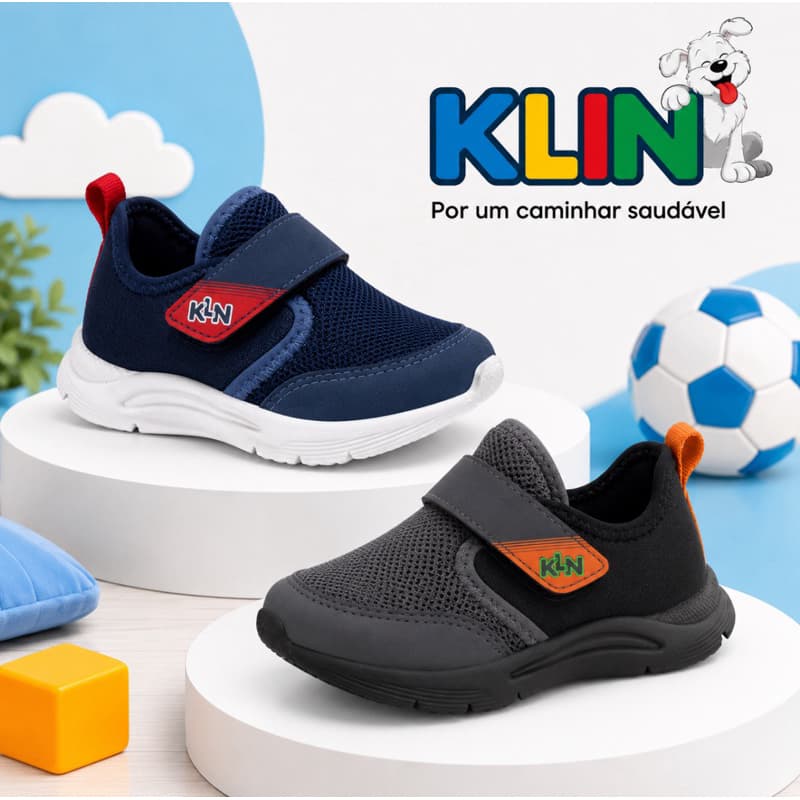 Tênis Klin Infantil Menino Calce Fácil Slip On Confortável Leve Original Conforto Leve Antiderrapante Casual Dia a Dia