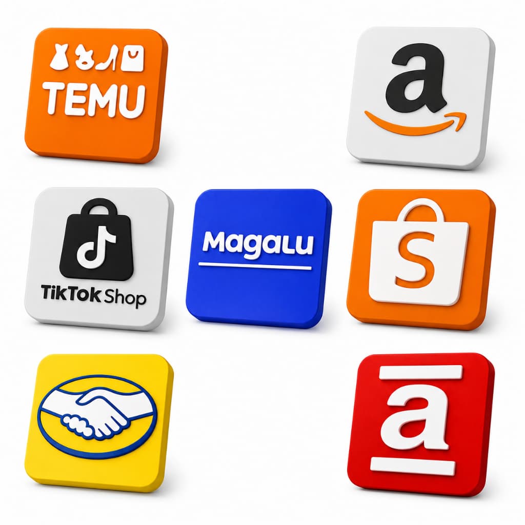 Placas Decorativas Shopee Temu Mercado Livre Marketplaces Decoração E-commerce