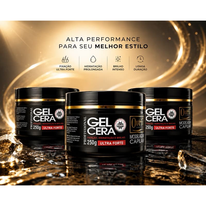 Gel Cera Capilar Ultra Forte Ouribel 250g Cada Cx 3 Unidades