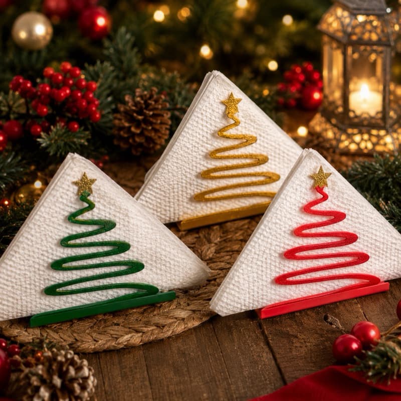 Porta Guardanapo Árvore de Natal Decorativo – Enfeite de Mesa Natalino