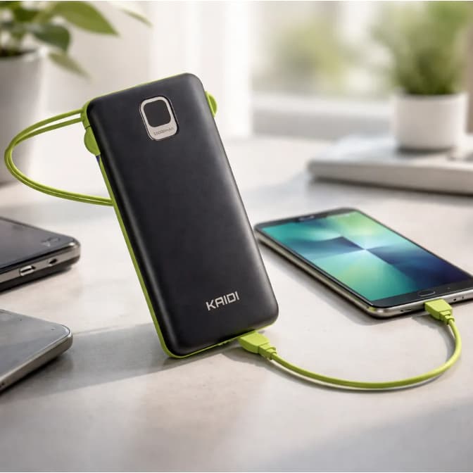Power Bank Kaidi KNC-8881 10.000mAh Visor Digital Cabos Integrados