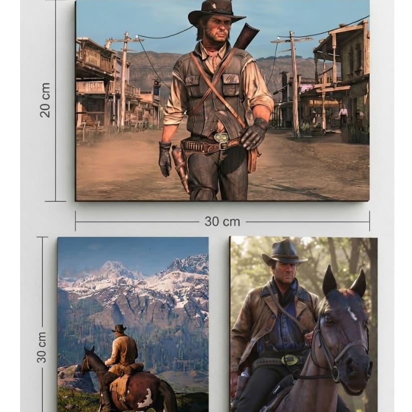 Kit Quadro Gamer HD Premium - Red Dead Redemption 1 2 Arthur Faroeste Cavalo