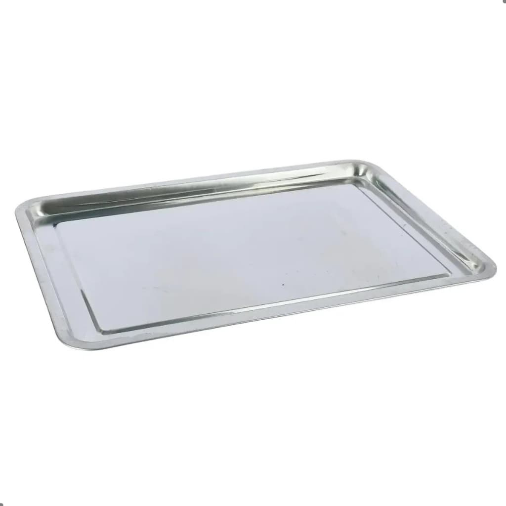 Bandeja Aço Inox Retangular 45x35cm Para Servir Cozinha Festa Restaurante