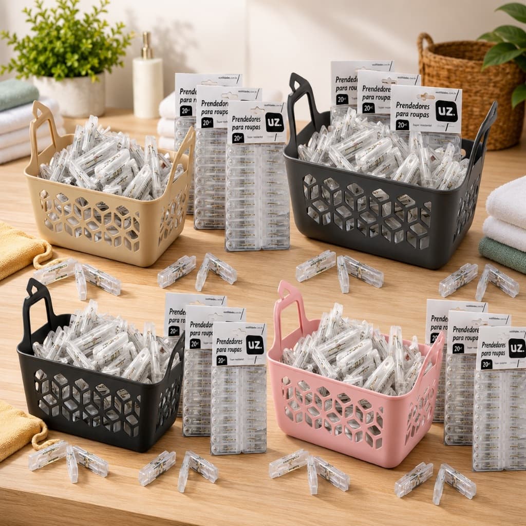 Cesto Para Prendedores Grampos de Roupa Plastic 1,6 Litros Em 5 Lindas Cores UZ