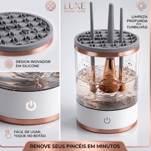 Limpador Elétrico Pincel de Maquiagem Branco Higienizador Automático Maquiadora Secador de Pincéis Lavador Prático