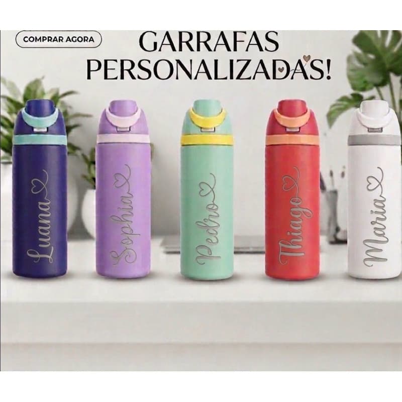 Garrafa FreeSip Térmica Bico de Coala com Canudo - Versatility | Personalização a Laser - Nome - Logo - Time