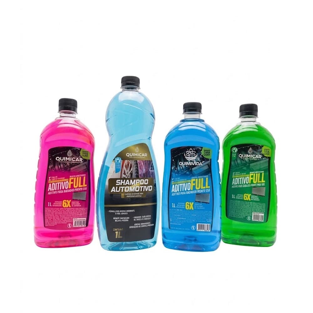 Kit 4 Quimicar Aditivo Para Radiador E Shampoo Automotivo 1L