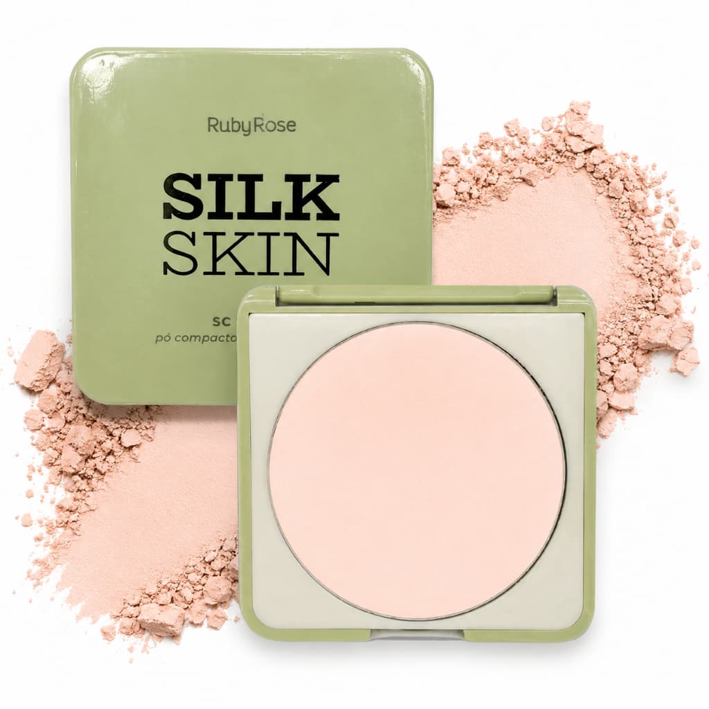 Pó Compacto Ruby Rose Silk Skin Soft Finish Matte Natural 9,5G - Escolha sua Cor