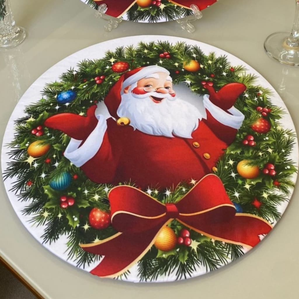 Kit Sousplat Natal Capas para MDF de 35cm com 4 peças em Microfibra Estampado