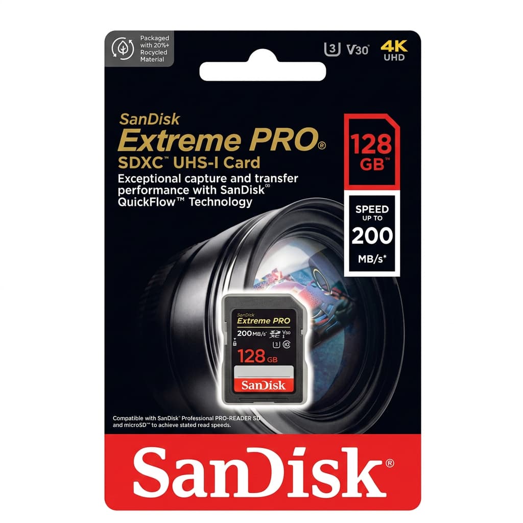Cartão de Memória Sdxc Sandisk 128gb Extreme Pro V30 200Mbs