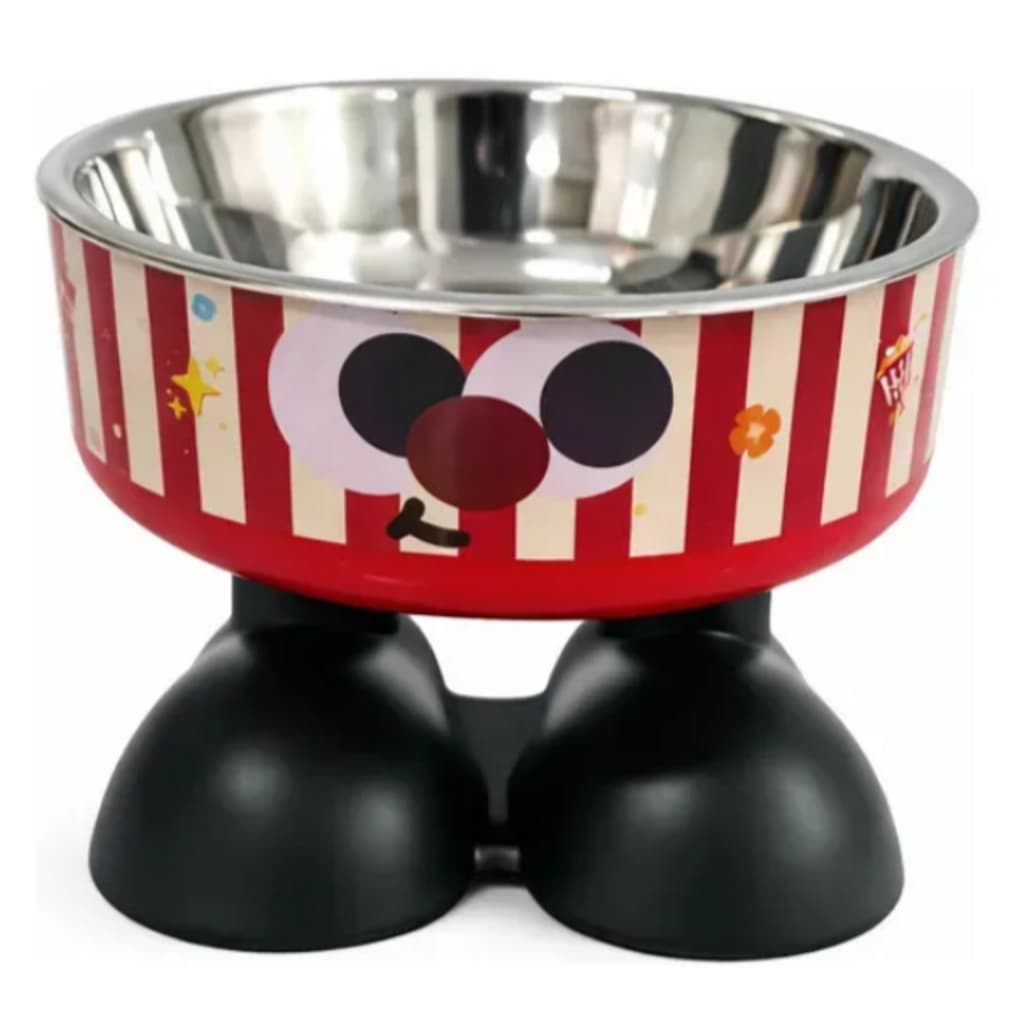 Comedouro Elevado Pet Gatos Inox Tigelo Bebedouro Cães Cachorro Gato Antiderrapante Duplo Porcelana Pipoca Anti‑Engasgo