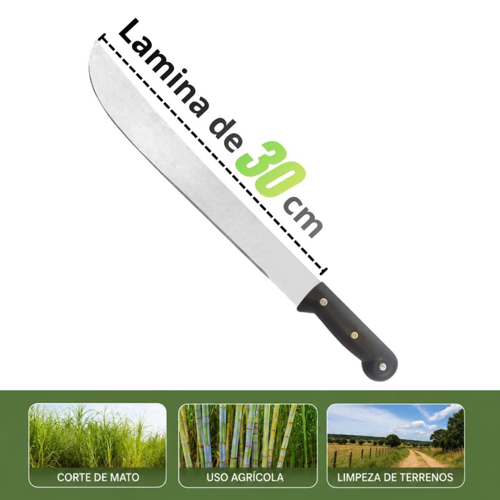 Facão Mato 30CM  - Lâmina Aço Carbono Cabo Ergonômico Durabilidade e Segurança