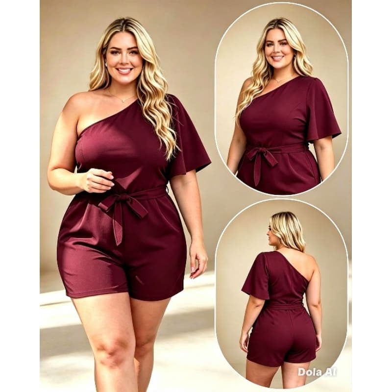 Macacão Feminino Plus Size Ombro Unico ,GG ao G1 | Festa e Casual | Várias Cores