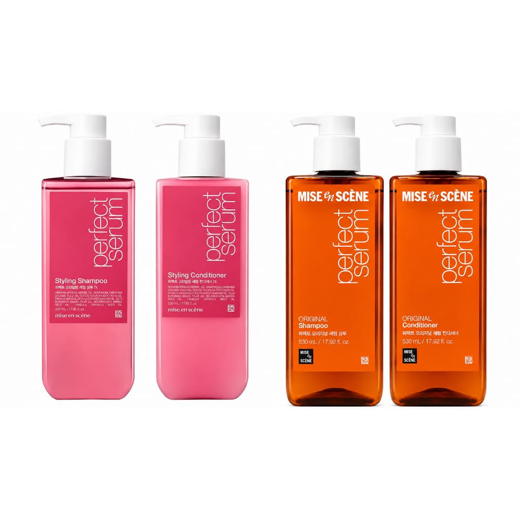 Mise en Scène Perfect Serum: Kit Tradicional ou Styling (Shampoo e Condicionador 530ml).