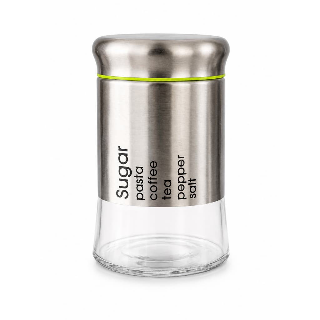 Pote, Açucareiro, Porta Condimentos de Vidro e Aço Inox 600ml