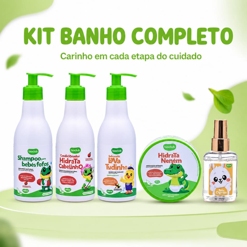 Kit Higiene Infantil Bebê Completo Shampoo Sabonete Condicionador Creme e Colônia