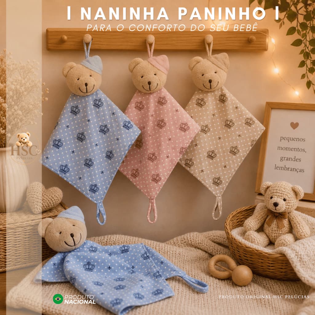 Naninha paninho para bebe cheirinho paninho infantil com prendedor de chupeta diversos modelos