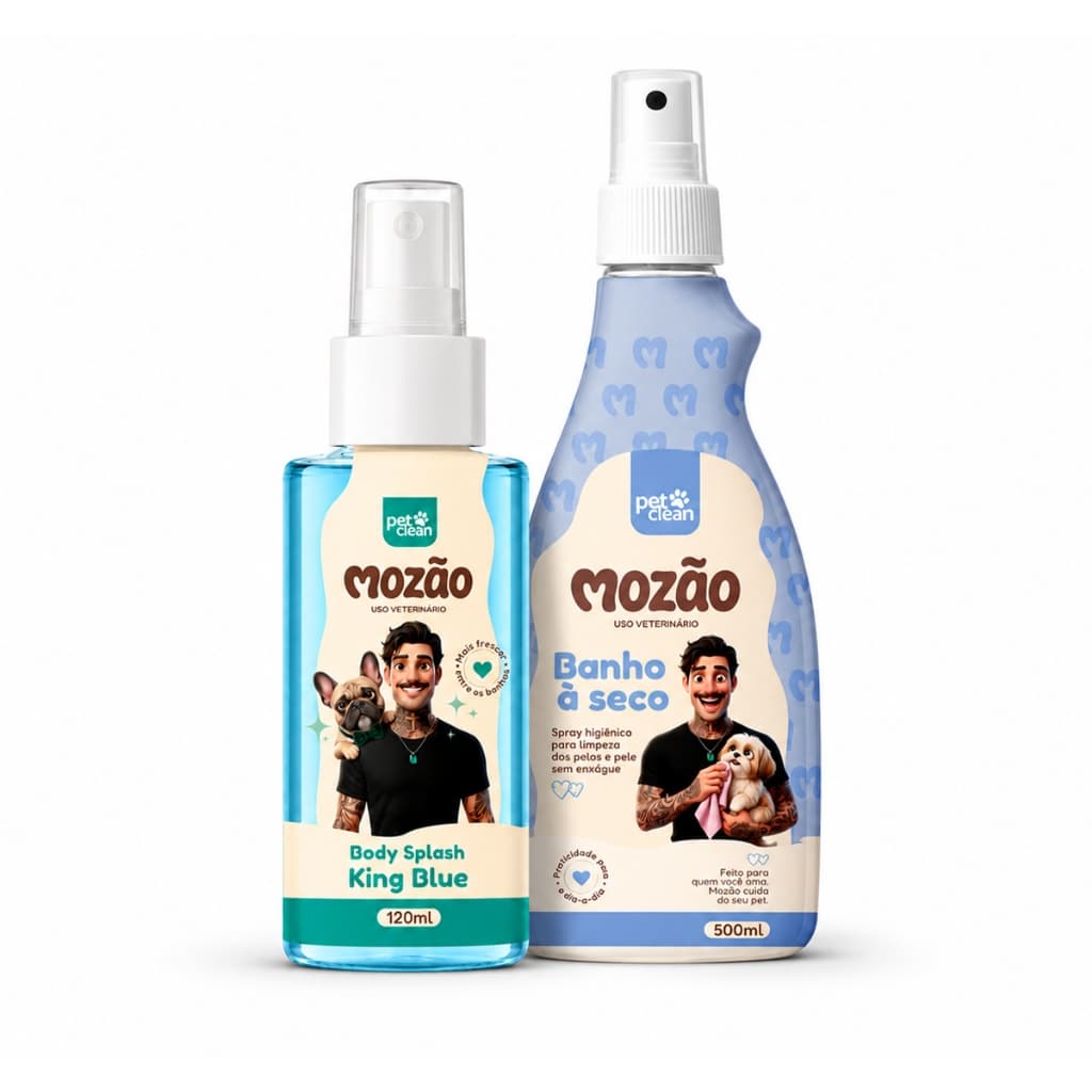 Banho A Seco Liquido Para Cães & Gatos Pet Clean Mozão 500ml + Body Splash 120ml