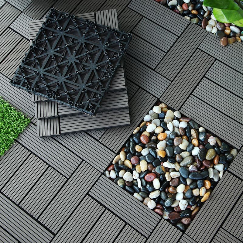 Kit 11 peças Piso de Madeira Plástica para Área Externa Ecológico Anticorrosivo e DIY em Painéis Encaixáveis