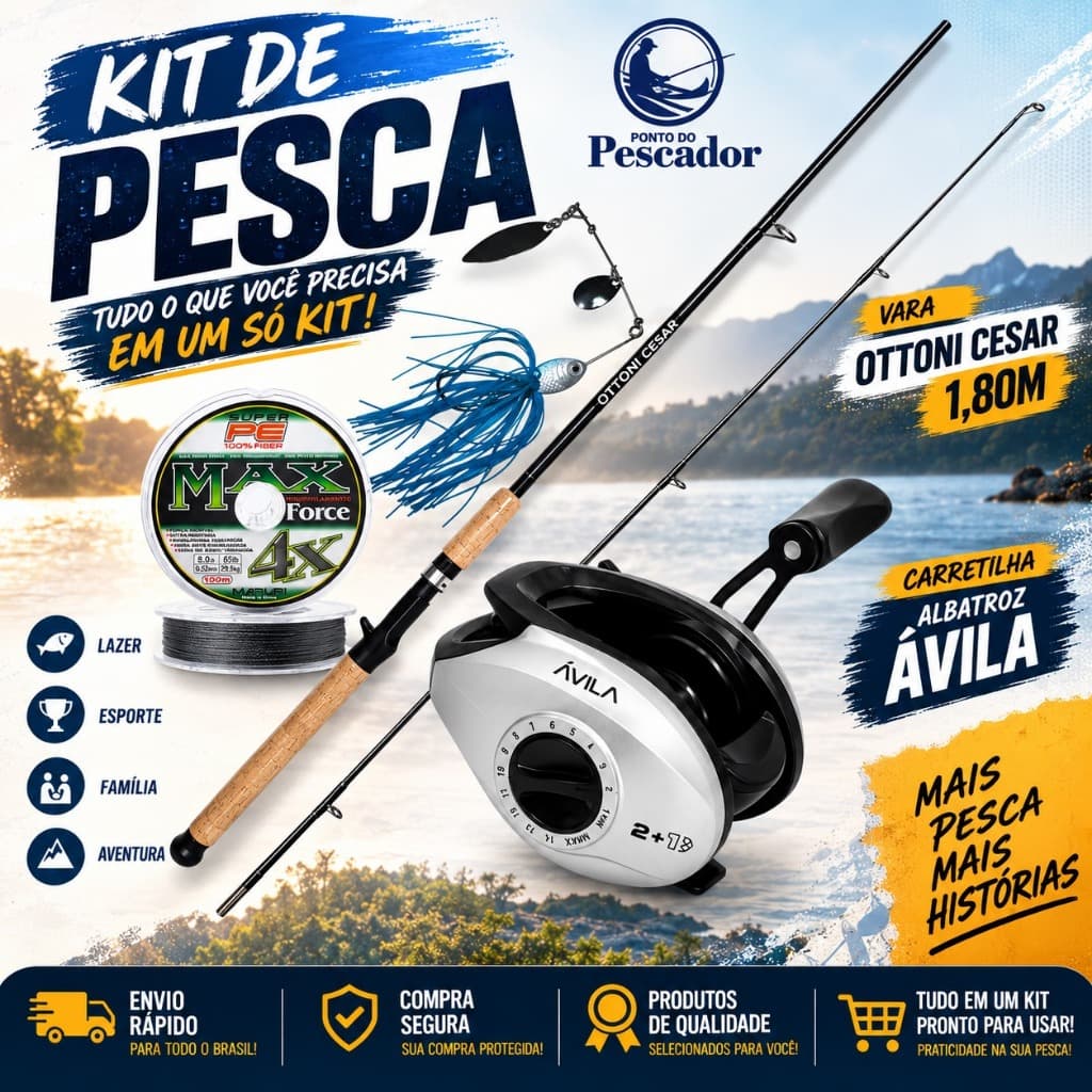 Kit De Pesca Traira- Tucunaré/ Carretilha Anticabeleira+ Vara Maciça Com Linha e Isca