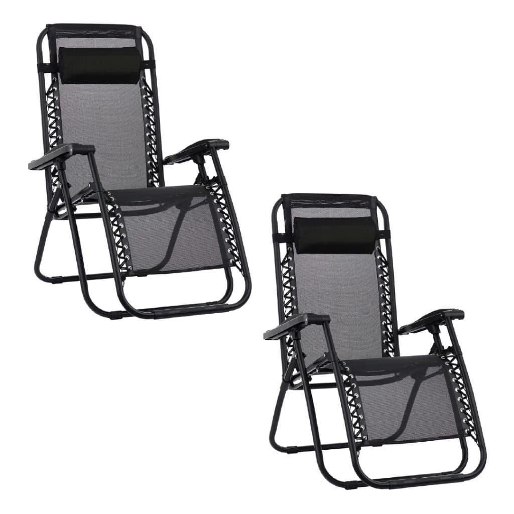 Kit 2 Espreguiçadeiras Reclinável + Porta Copos Portátil Gravidade Zero Praia Piscina