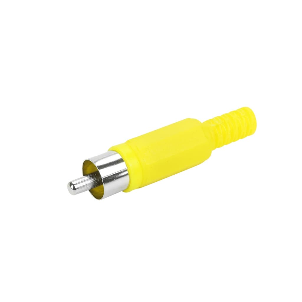 Plug Rca Macho Amarelo Conector Plástico Ponta Níquel Áudio Vídeo
