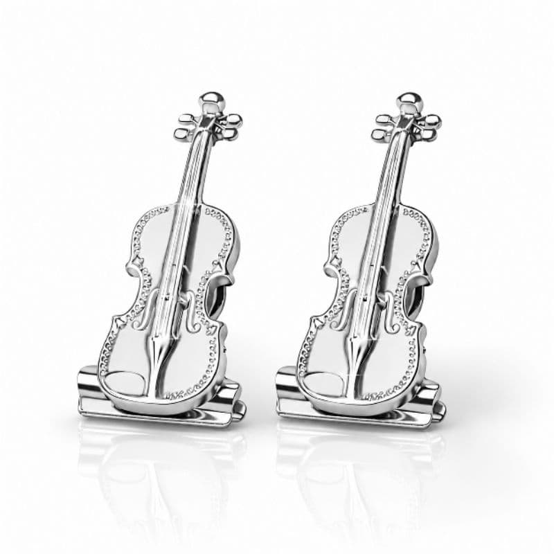Prendedores de partituras luxo modelo Violino cor prateados 2 unidades