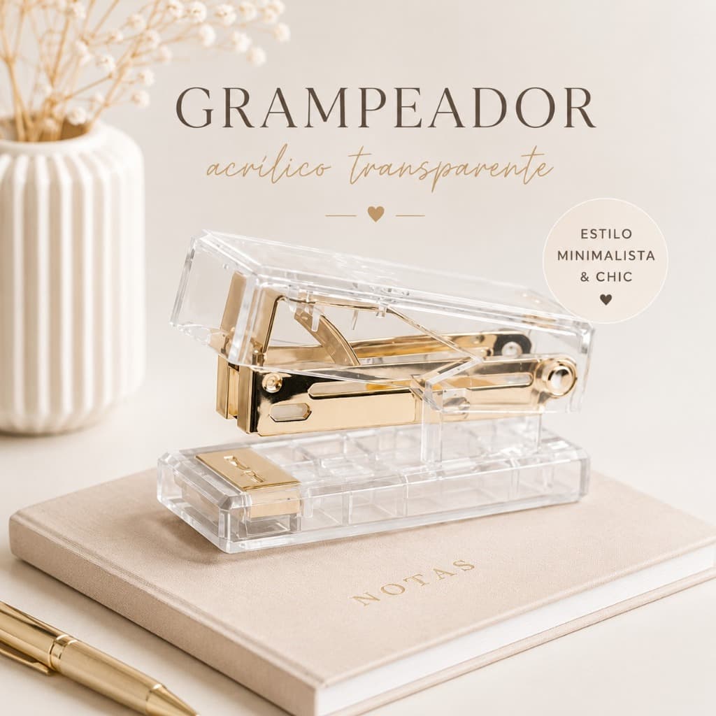 Grampeador Mini Transparente Holic Mineral Cristal- 1 Unidade