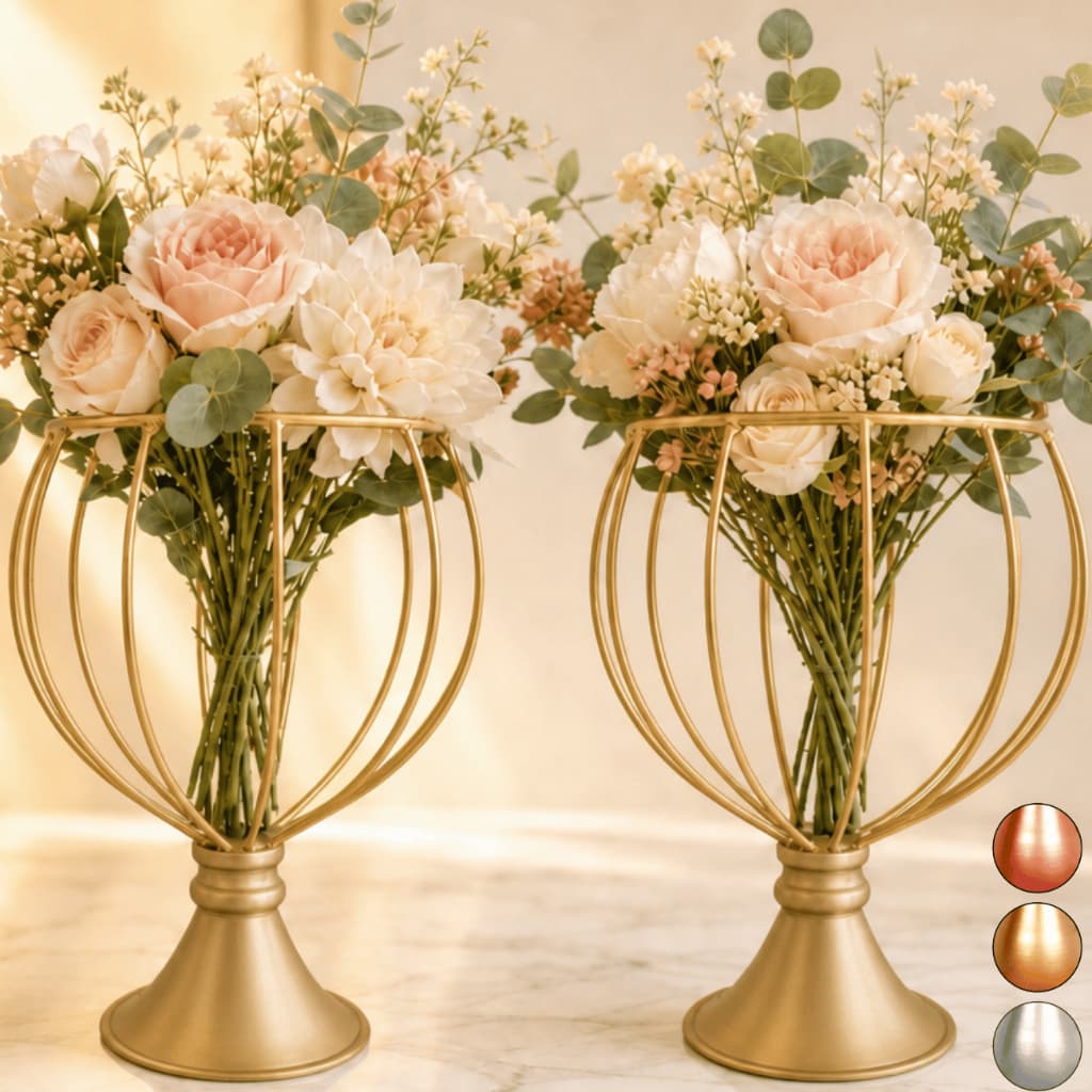 2 Vaso Dourado 20cm Armação bolinha para Pedrarias Decoração de Mesa Festa