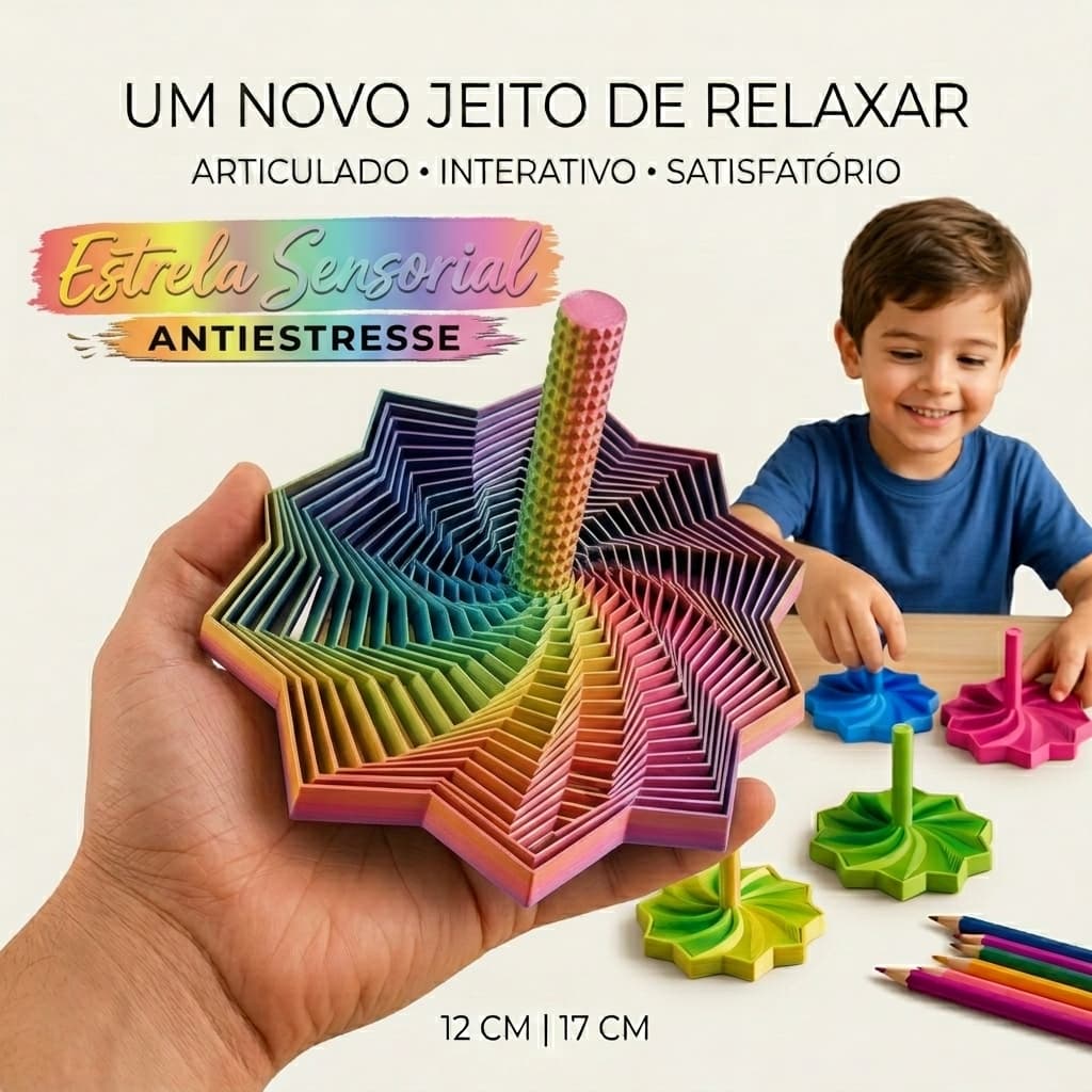 Estrela Sensorial Brinquedo Terapêutico Som Regulador | Autismo TEA TDAH Ansiedade | Relaxante Infantil e Adulto Foco