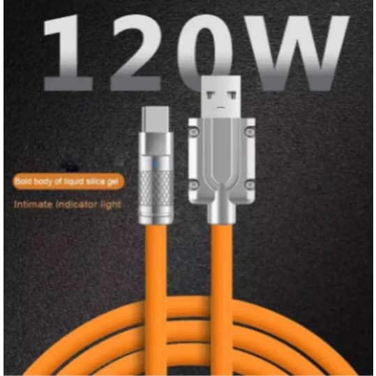 Kit (3 Unidades) Cabo Usb Tipo C 120w Carga Super Rápida Laranja