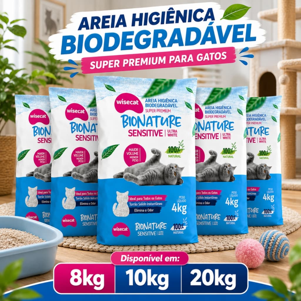 Granulado de Mandioca 8kg a 20kg Wisecat Sensitive – Granulação Fina