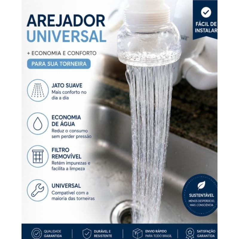 Arejador de torneira, arejador universal, economizador de água, filtro para torneira, adaptador de torneira