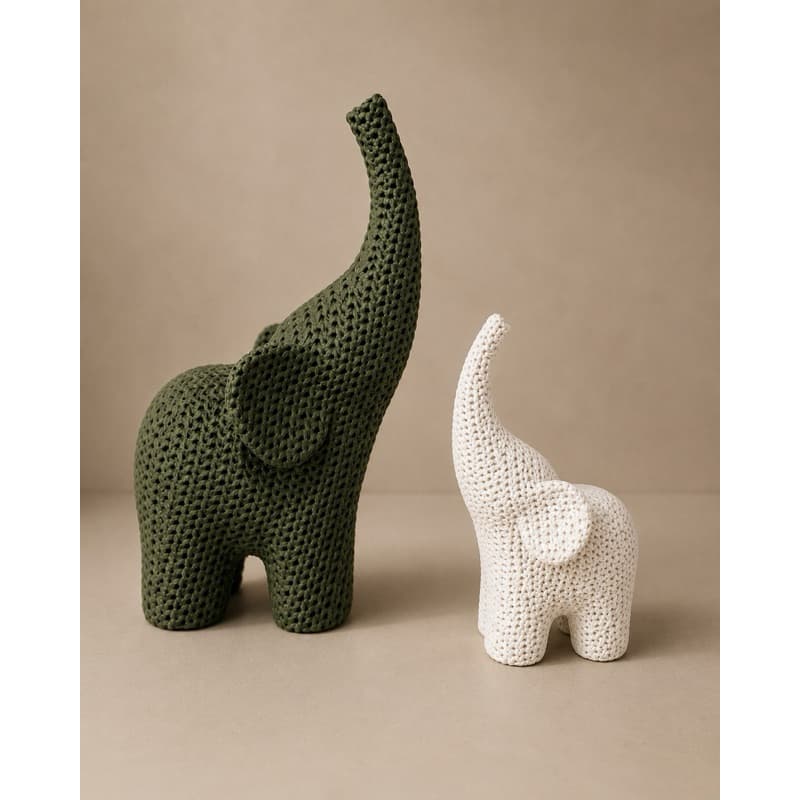 Elefante Decorativo com Design Efeito Crochê - Decoração de Ambiente