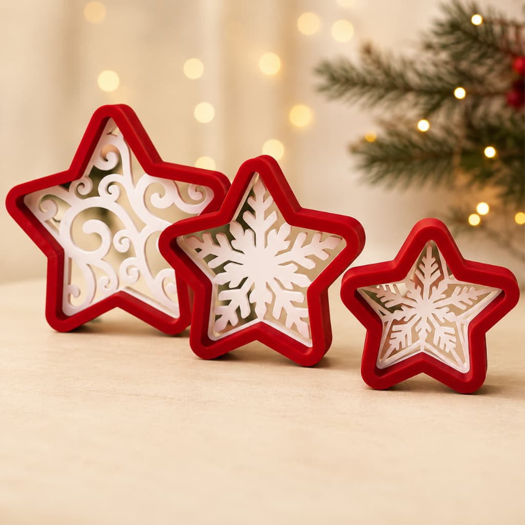 Estrelas de Natal  Trio Decoração de Natal Enfeite Natalino Para Bancada Minimalista
