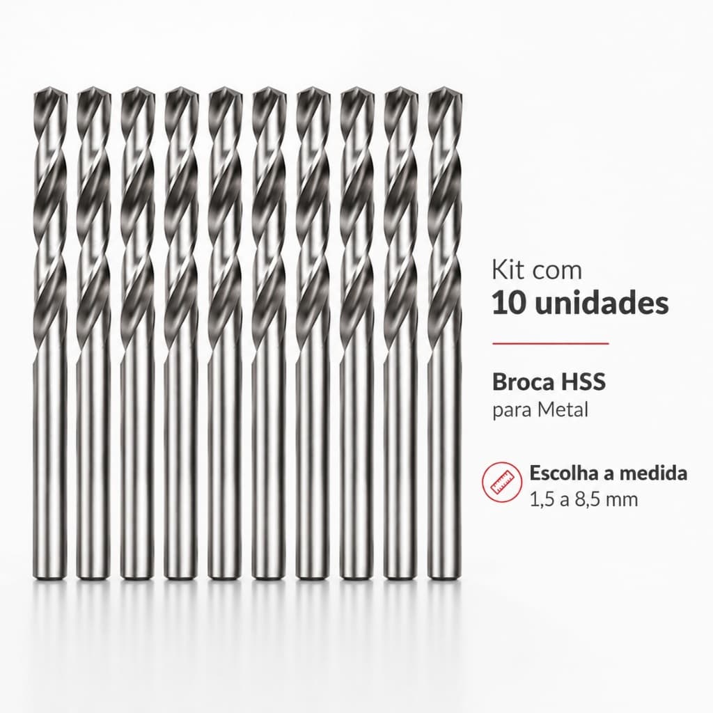 Kit 10 Brocas Aço Rápido HSS MTX para Metal 1,5 a 8,5mm Escolha a Medida