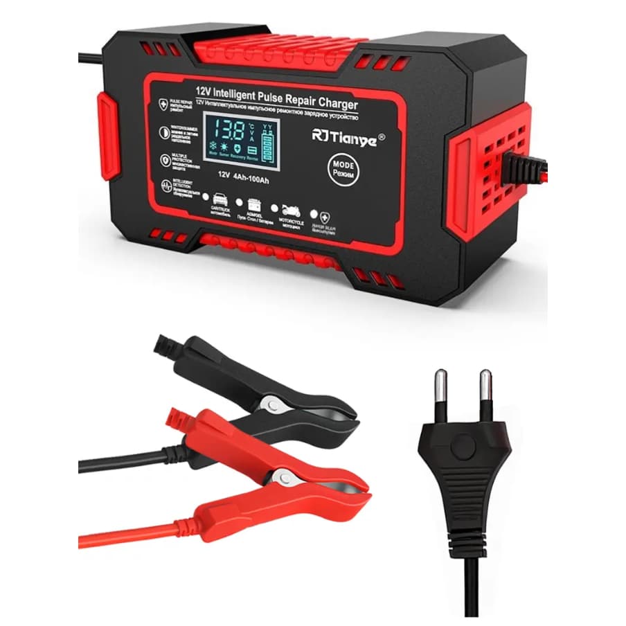 Carregador de Bateria Inteligente 12V 6A Bivolt Automotivo Carro Moto AGM GEL com Reparo por Pulso
