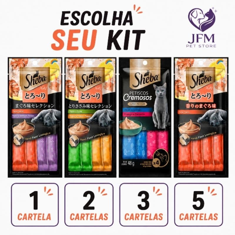 Churu - Sheba Petiscos Cremosos Gato Adulto Escolha seu Sabor Quantidades