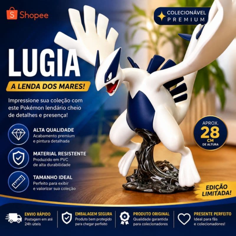 Lugia Pokémon Estátua Decorativa Colecionável – Presente Geek