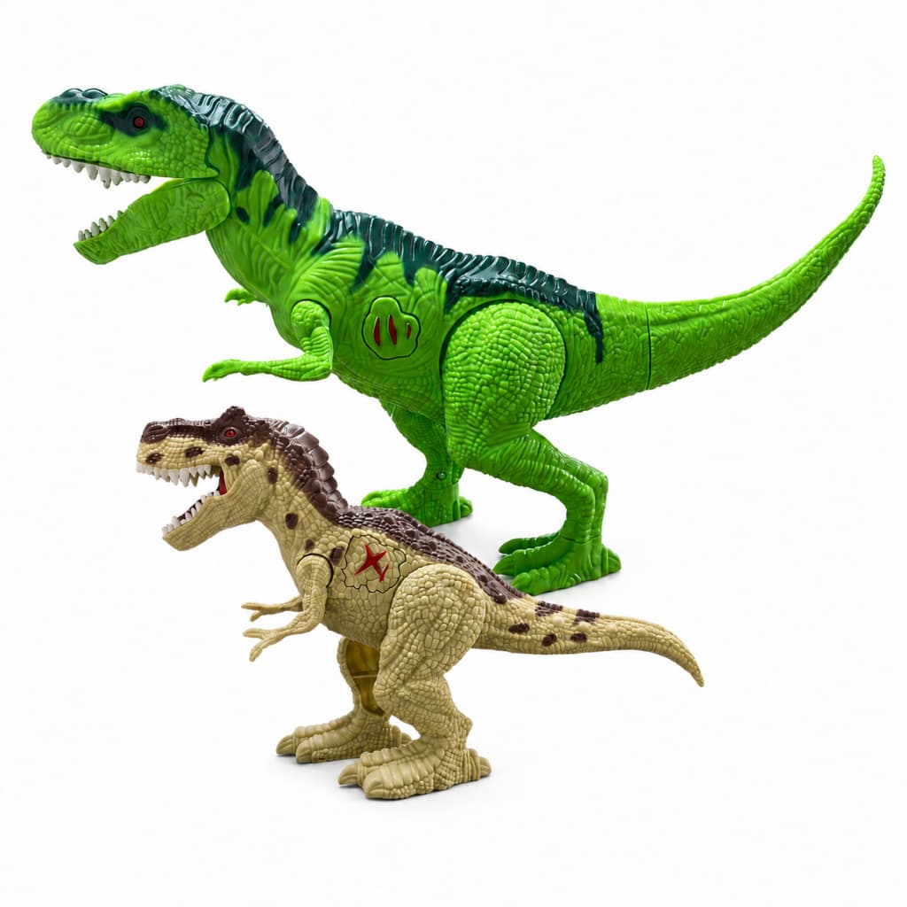 Conjunto 2 Dinossauros Jurassic Rugido Luz Som Movimento Aventura Brinquedo Crianca Presente