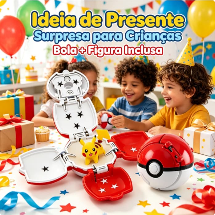 Bola Pokémon Brinquedo Lançador Figura Ação, Bola de Batalha com Boneco Pokémon para Crianças Presente