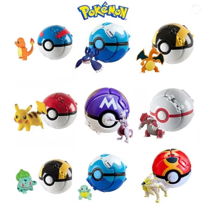 Bola Pokémon Brinquedo Lançador Figura Ação, Bola de Batalha com Boneco Pokémon para Crianças Presente