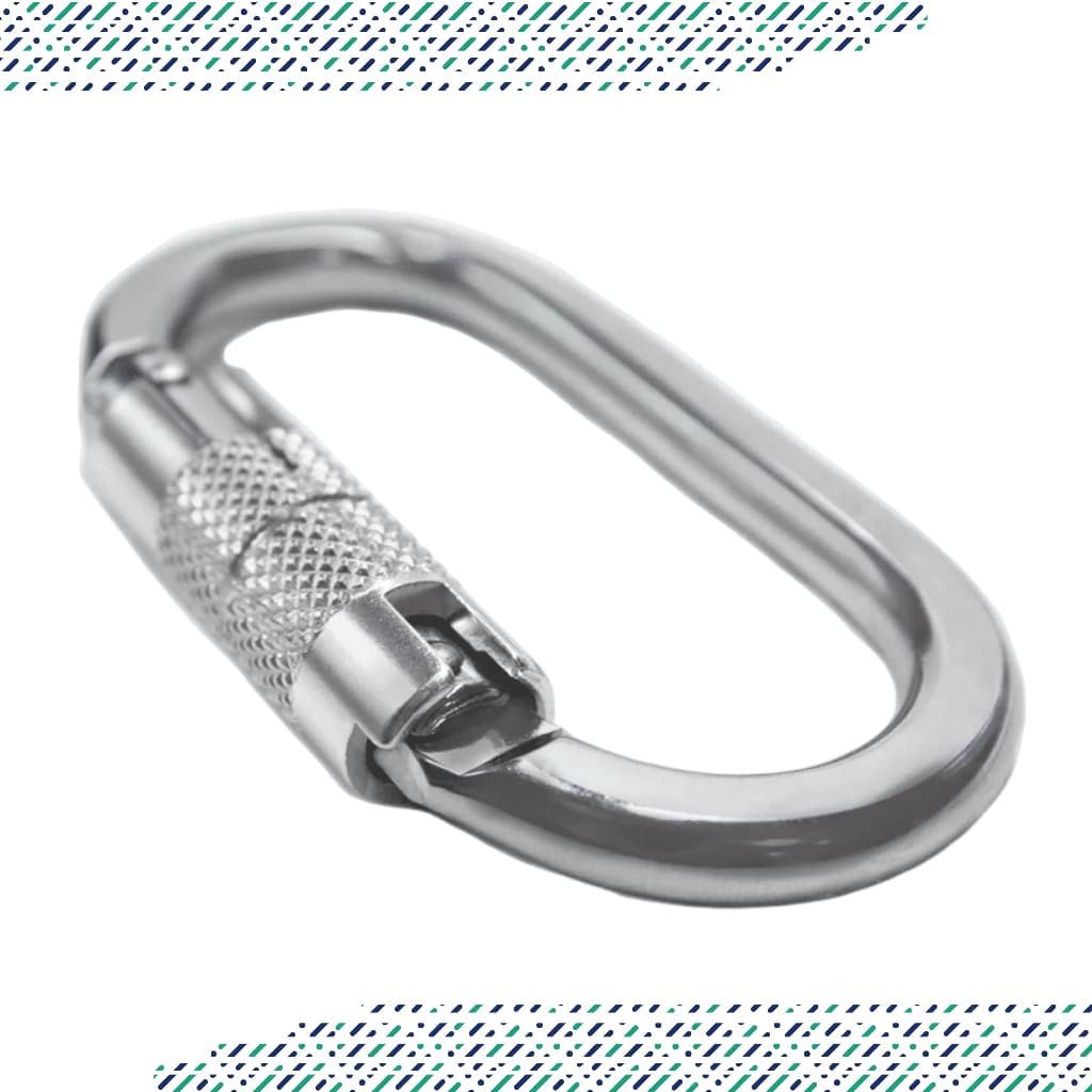 Mosquetão aço oval tripla trava automática oval 25kn NBR CE sideup Cromado