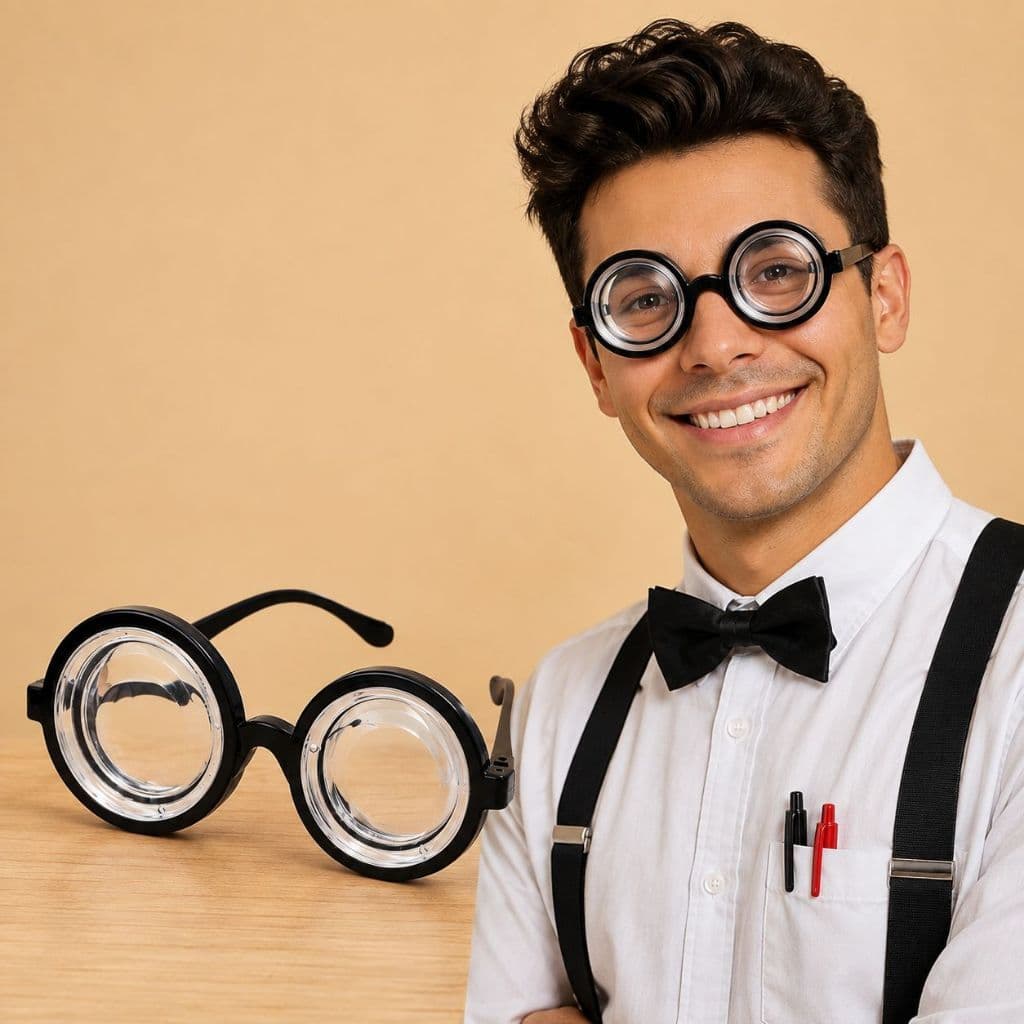 Óculos Nerd Geek Fundo de Garrafa Redondo Sem Grau Fantasia Festa Carnaval Intelectual
