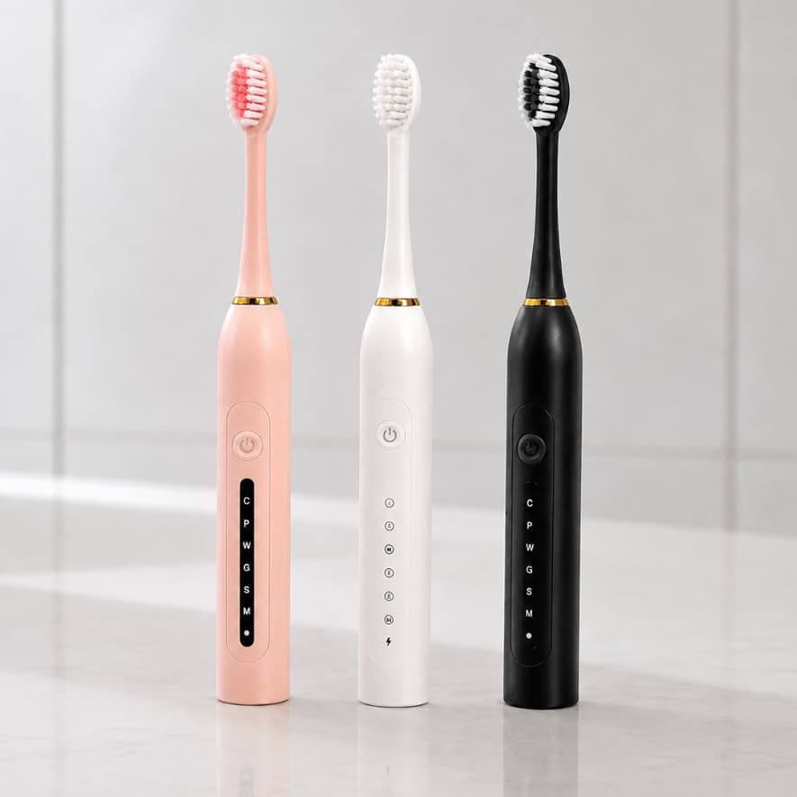 Escova de Dentes Elétrica Recarregável à Prova D’Água USB 4 Cabeças