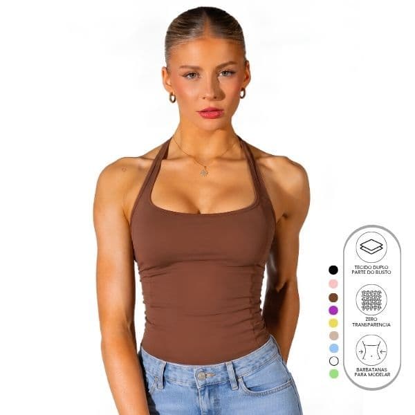 Blusa Feminina Frente Única Modeladora Zero Transparência Dupla Busto