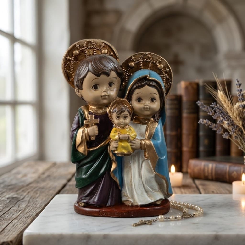 Sagrada Família Em Gesso Imagem Religiosa Para Decoração