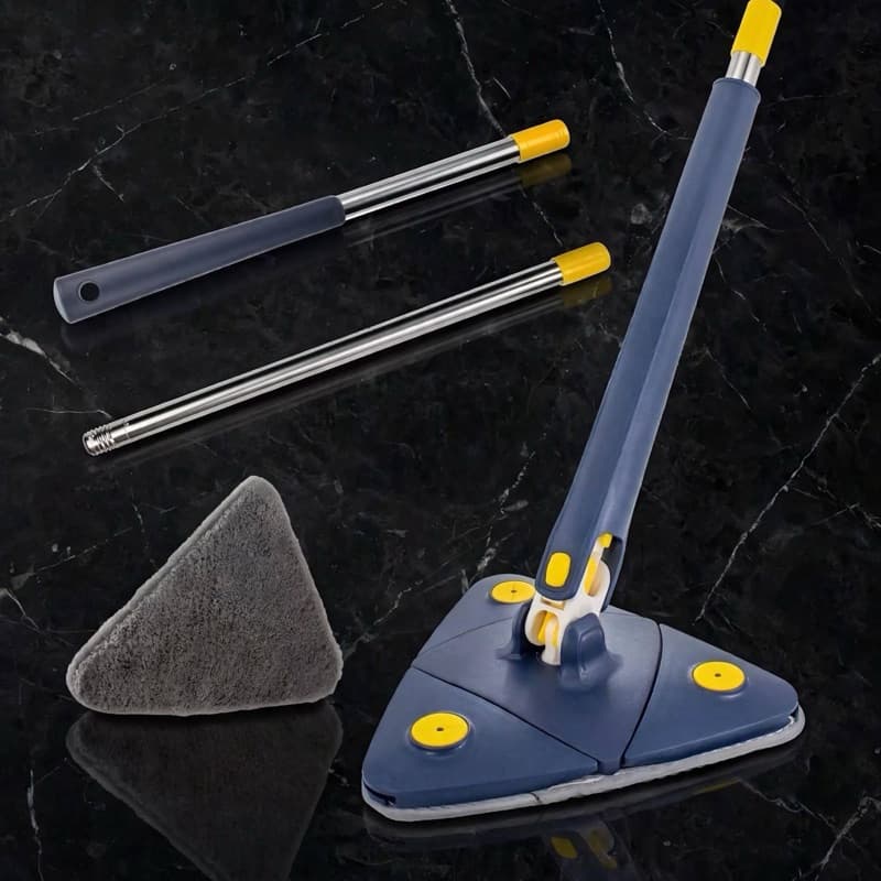 Mop Limpeza Giratório 360° Triangular 109cm Refil Microfibra Velcro 24cm