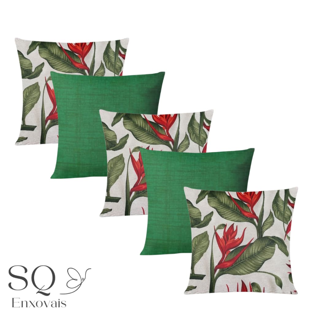 Kit Com 5  Capas de Almofadas Lisa e Estampadas 45x45cm
