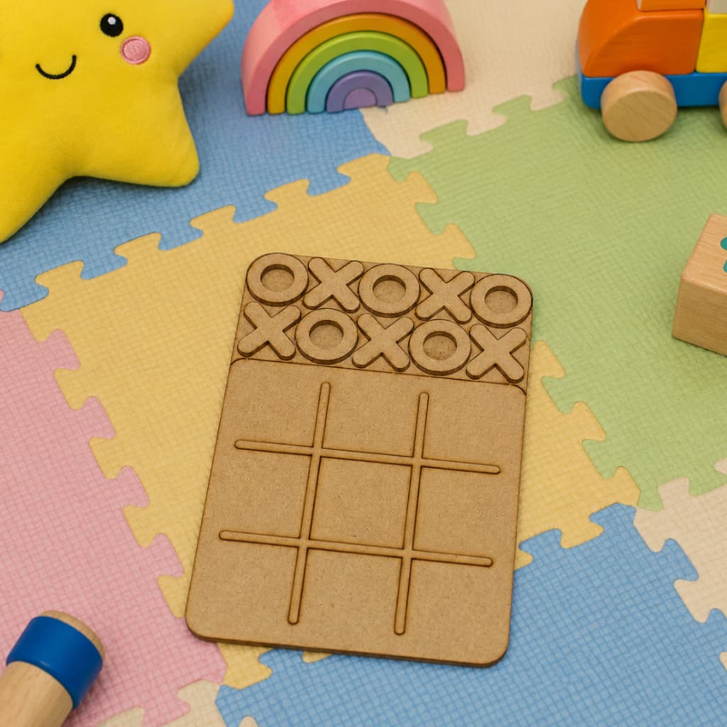 Kit Jogo da Velha 10cm em MDF Cru Lembrancinha Aniversário Tabuleiro Brinquedo Infantil